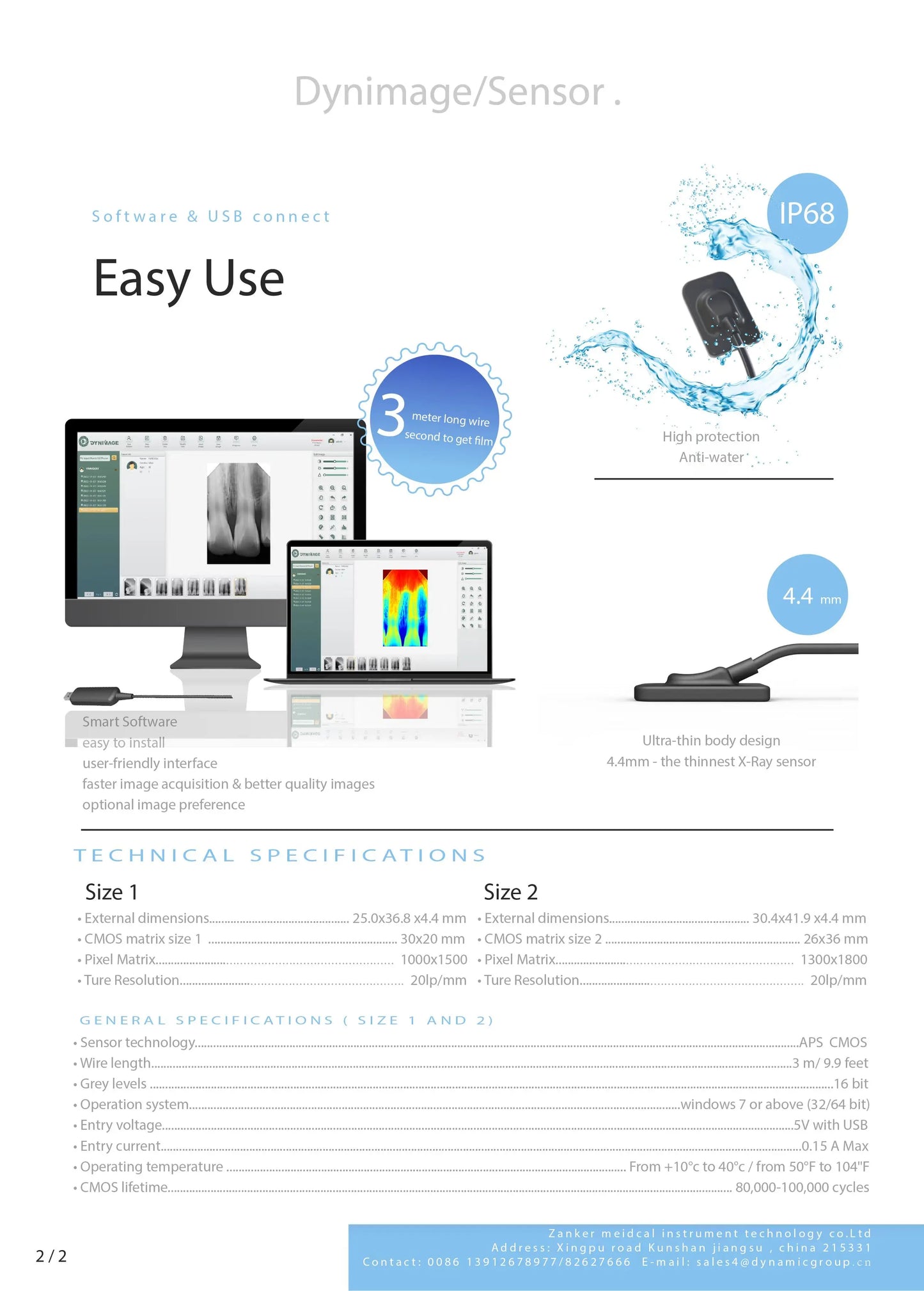 Sensor de raio x dental dynimage sistema intraoral digital de transmissão rápida intra-oral com software 3m cabo imagem clara dynimage