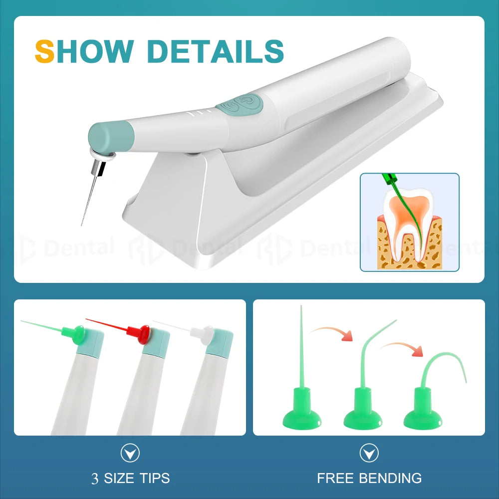 Irrigador sônico dental endo arquivo ativador sônico para canal raiz instrumento dental endo limpeza com 120 peças dicas a3