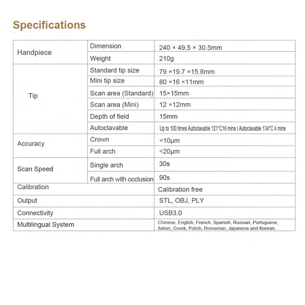 Digital Implant, Intraoral Scanner, 3D True color, Othodontics, Restoration, AI Scan, Calibration free