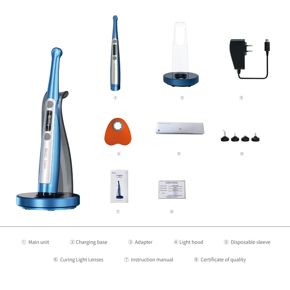 Dental Curing Light Machine Wireless Led Lamp Cordless Adjustable Blue Light Solidify Tools Broad Spectrum Swan Dolphin