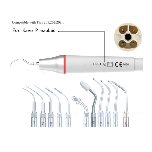 For KAVO PiezoLed Dental Ultrasonic Scaler Dentistry Handpiece with Tip Scaling Tips 201 202 203 Removing Supragingival HP-5L K2