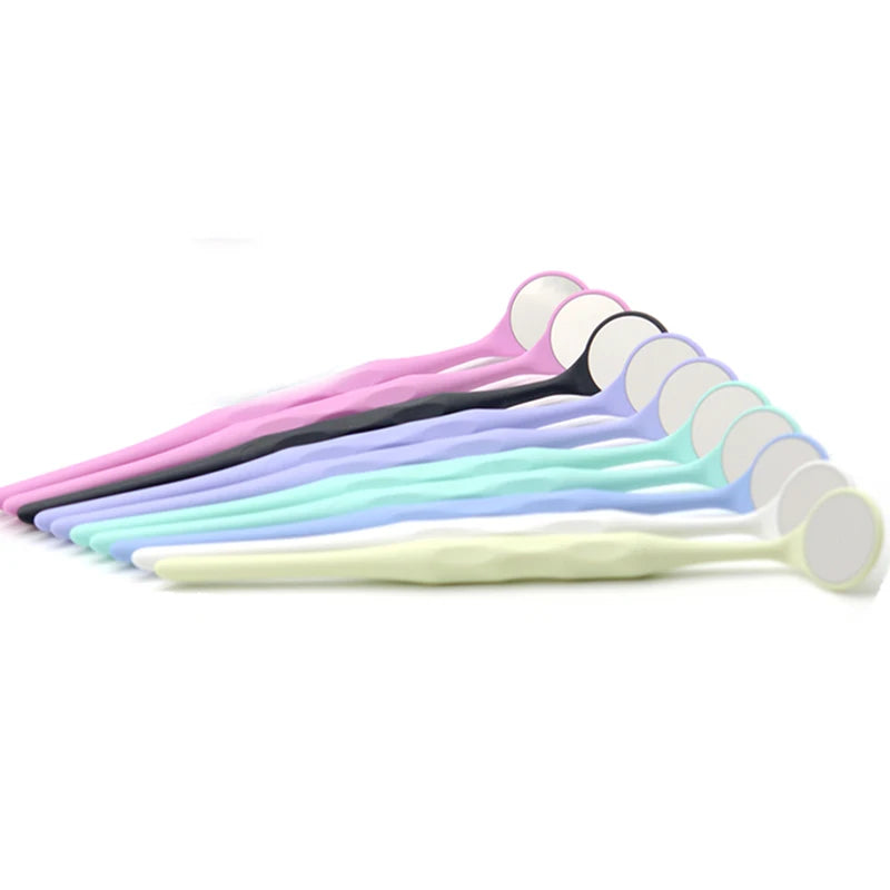 10pcs/Box With Random Colors Dental Double Sided Handle Mouth Mirrors